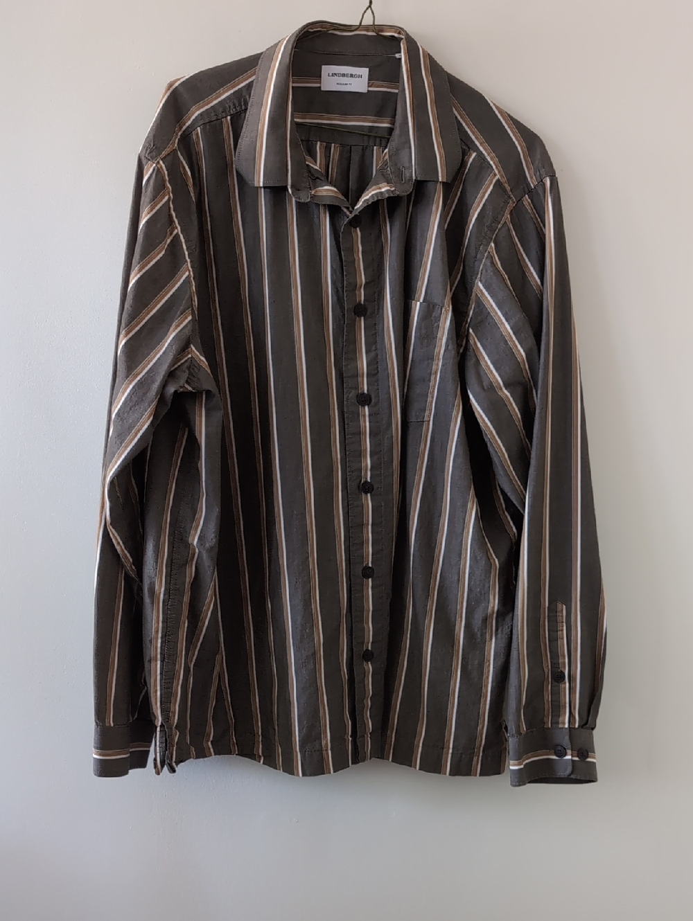Lindbergh Casual Brown Striped Button-Up Shirt Size XXL